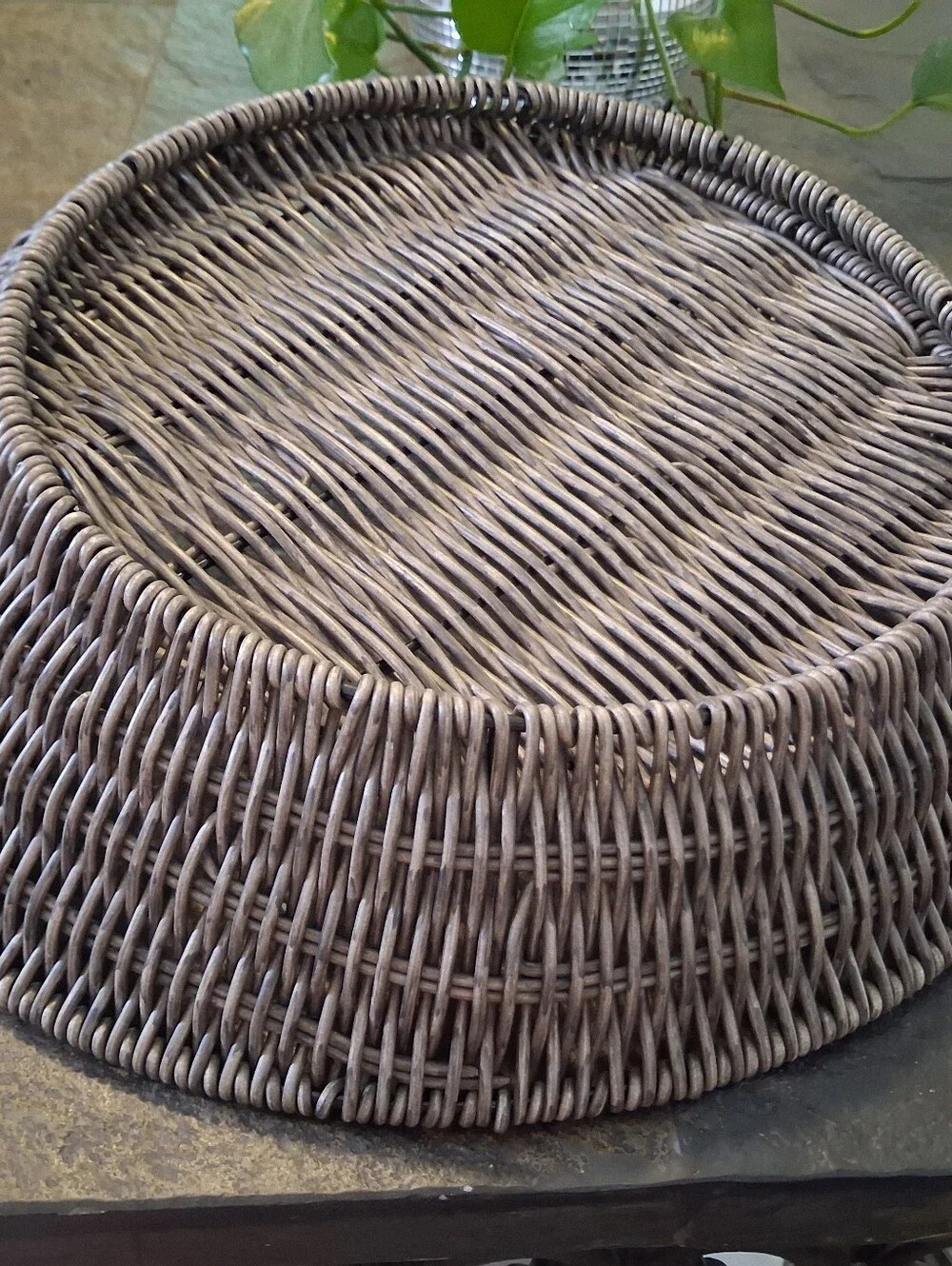 Woven Round Decorative Basket in Grey-Brown